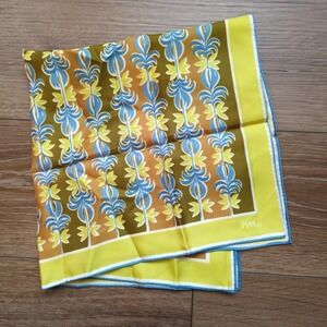 Vintage Vera Neumann Square Abstract Retro Floral Scarf Green Bronze Brown Blue